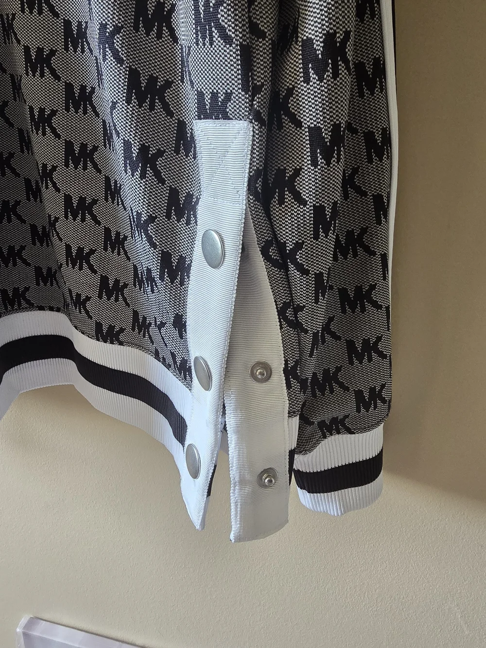 Michael Kors Black & White Monogram Half-Zip Pullover